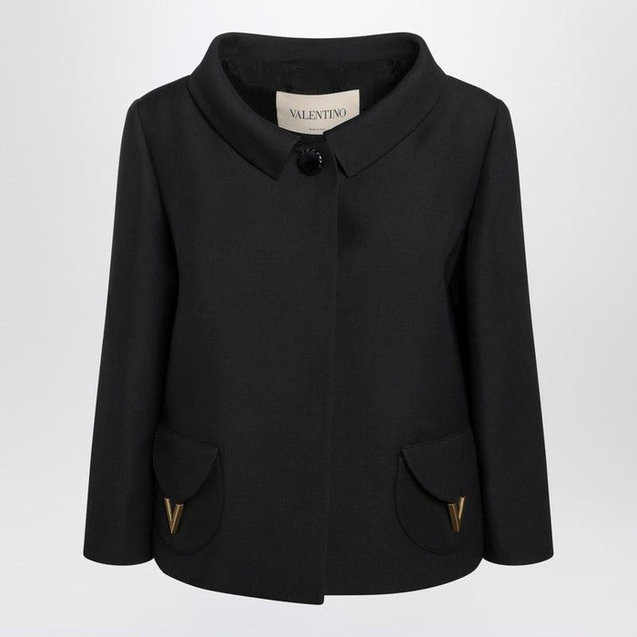Valentino Black Wool Silk Cropped Jacket