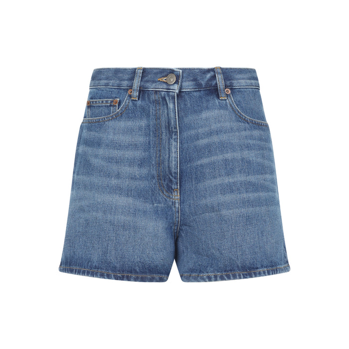 Valentino Medium Blue Cotton Denim Shorts