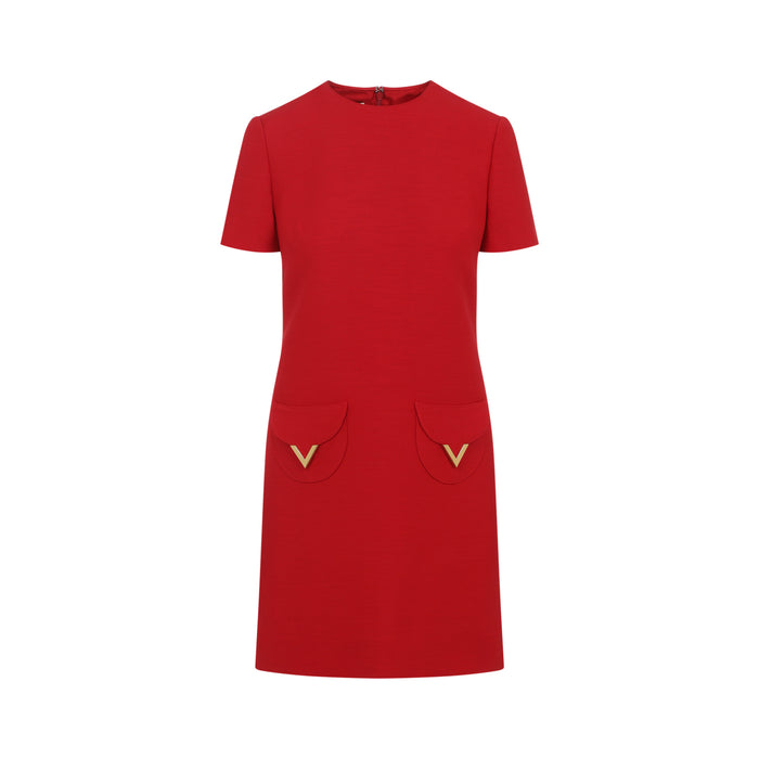 Valentino Red Wool Silk Mini Dress