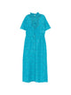 Valentino Long Blue Short Dress With Floral Embroidery