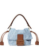 Fendi Light Blue Cotton Calfskin Polyester Handbag