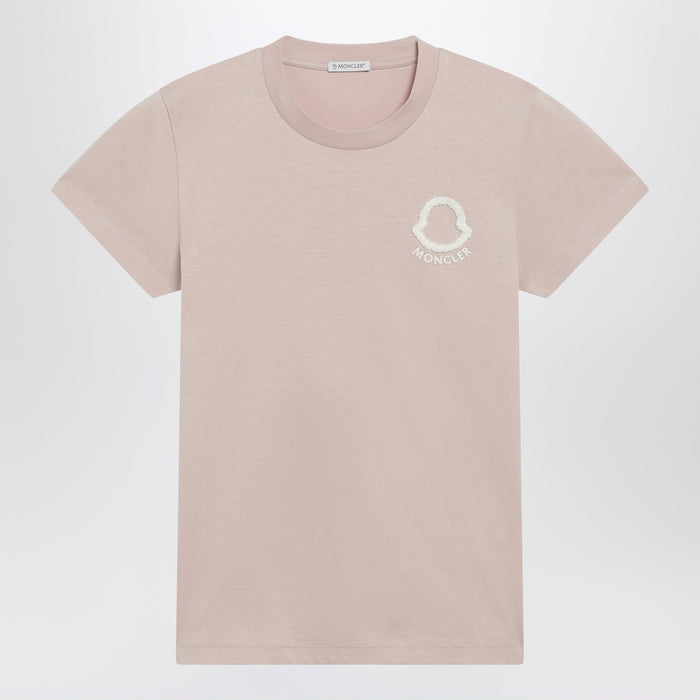 Moncler Pink T-Shirt With Logo Embroidery