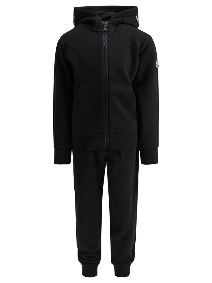 Moncler Kids Black Cotton Tracksuit Set