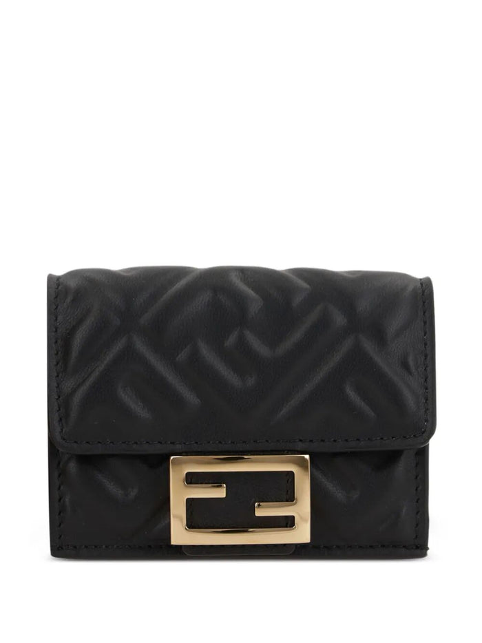 Fendi Micro Black Wallet With Gold Logo