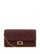 Fendi Burgundy Chain Wallet With Gold Logo