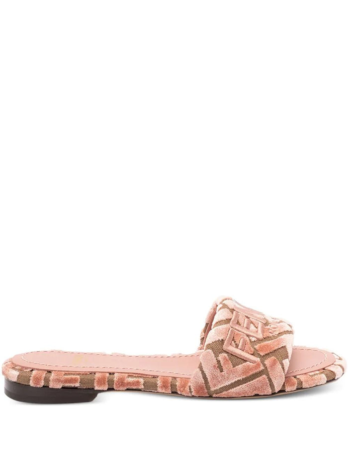 Fendi Velvet Sandals With Logo Motif