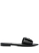Fendi Black Leather Baguette Slippers
