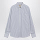 Valentino Ivory Shirt With Light Blue And Blue Stripes