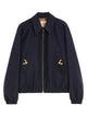 Valentino Navy Bomber Jacket With Vgold Pockets