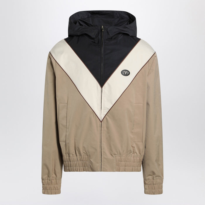Valentino Black Butter And Camel Jacket With Vlogo Patch