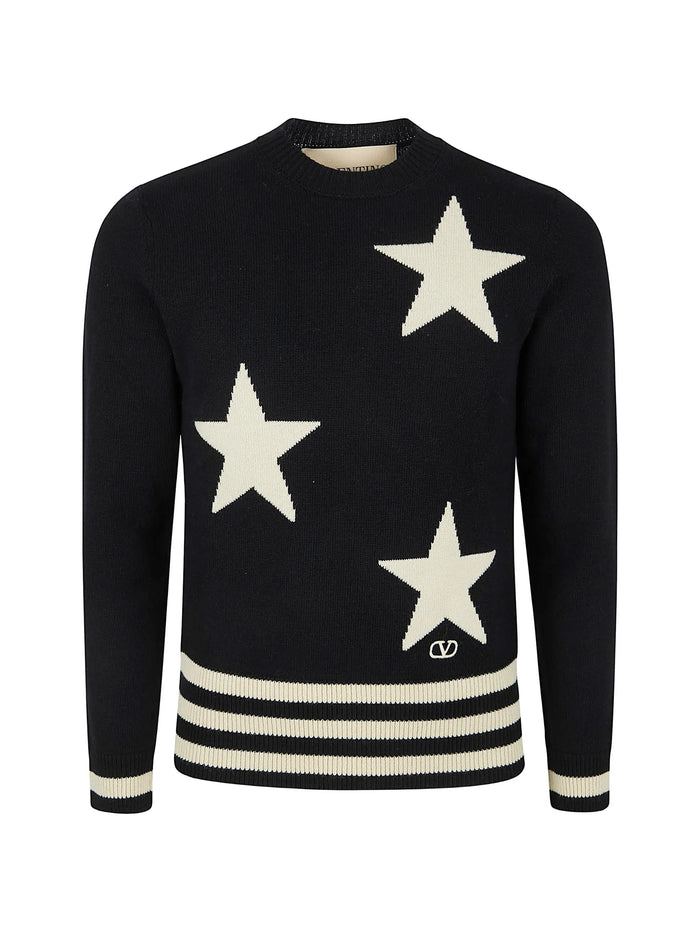 Valentino Crewneck Black Wool Sweater