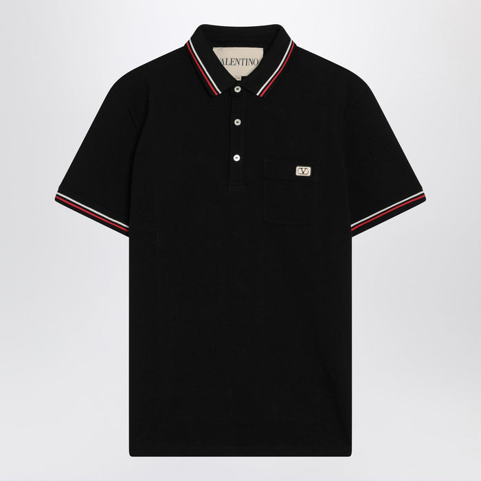 Valentino Black Polo Shirt With Vlogo Signature