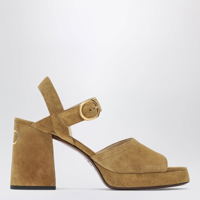 Valentino Garavani Beige Fawcette Platform Sandals In Split Leather