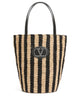 Valentino Garavani Striped Shoulder Bag In Raffia And Leather
