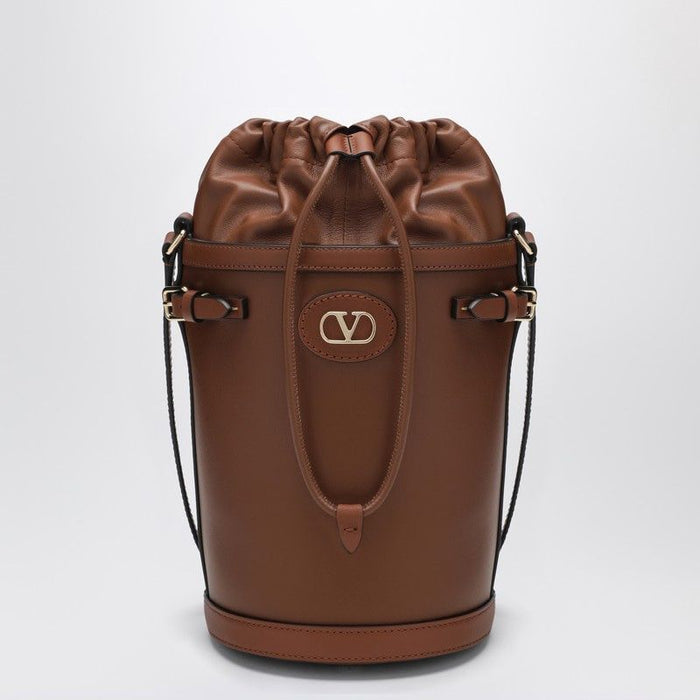 Valentino Garavani Brown Basket Bag With Golden Logo