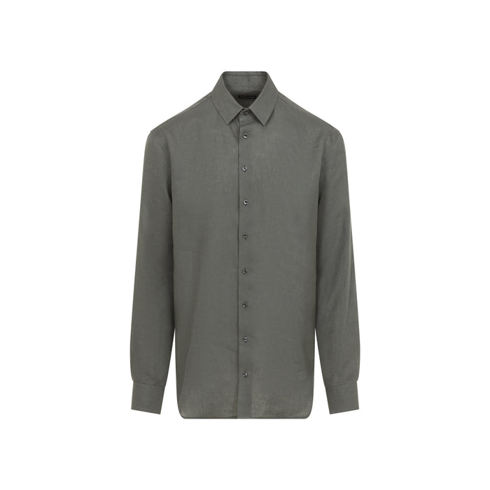 Giorgio Armani Brown Linen Shirt
