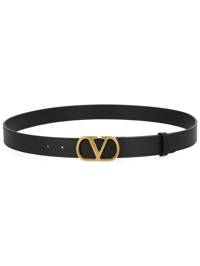 Valentino Garavani Black Leather Belt