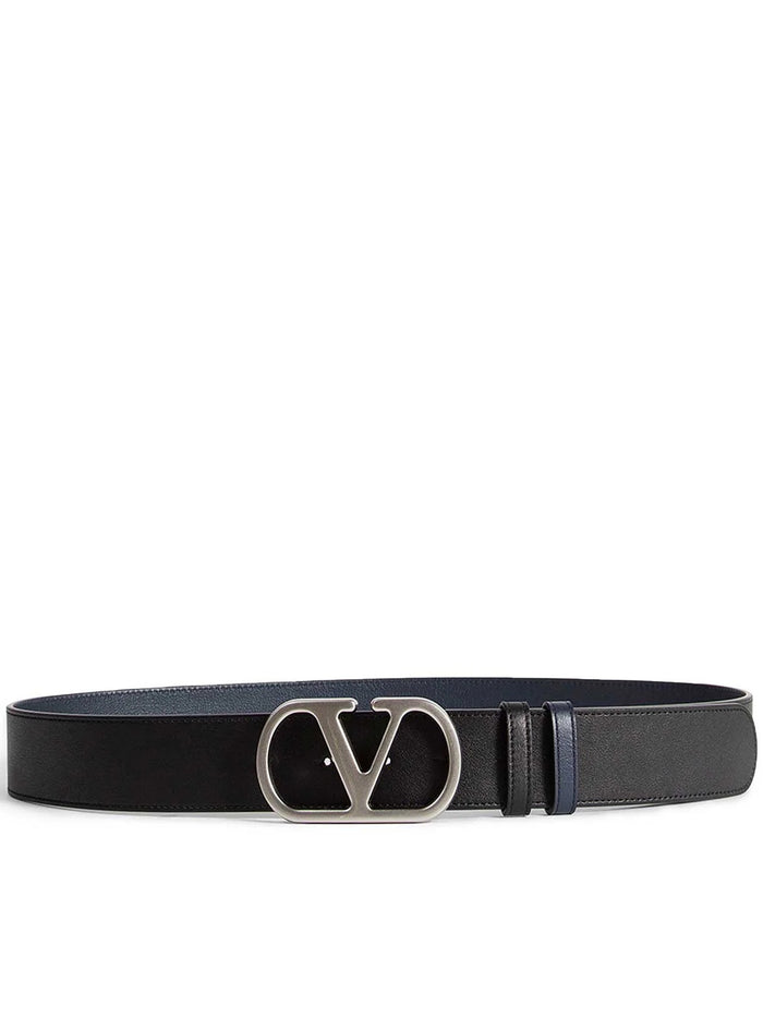 Valentino Black Leather Reversible Belt