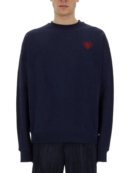 Family First Sweatshirt With Heart Embroidery