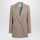 Valentino Garavani Doublebreasted Pinstripe Jacket In Mud/Ivory Virgin Wool