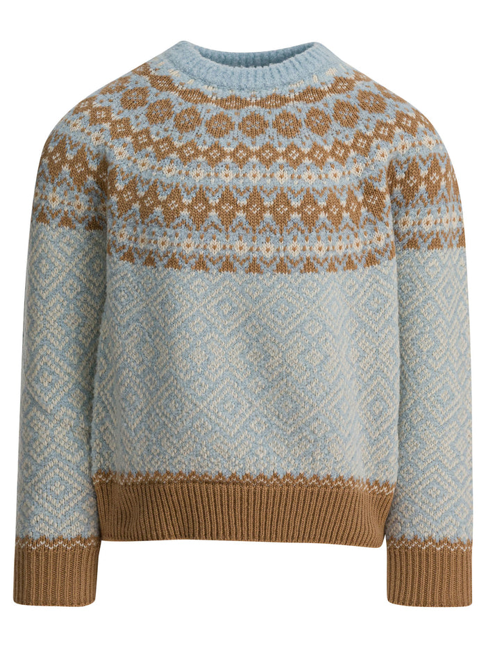 Moncler Kids Light Blue Wool Blend Knitwear