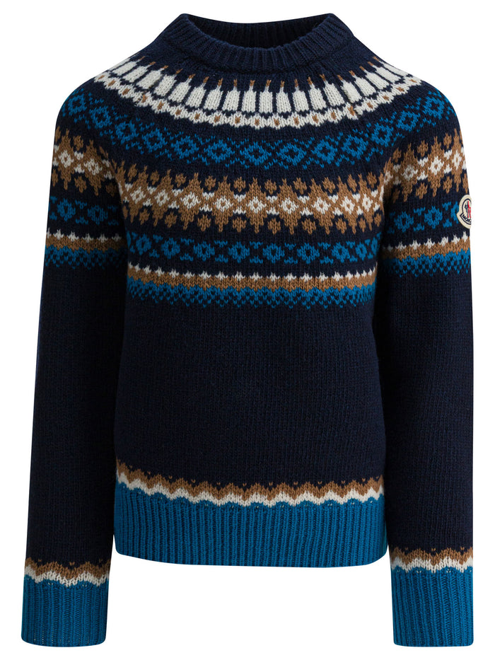 Moncler Kids Blue Wool Nylon Knitwear