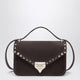Valentino Garavani Small Rockstud Crossbody Bag In Ebony Brown Suede