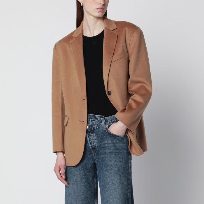 Anine Bing Quinn Blazer In Wool And Cashmere, Camel