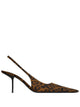 Saint Laurent Babylone Breteuil Slingback Pumps In Leopard Grosgrain