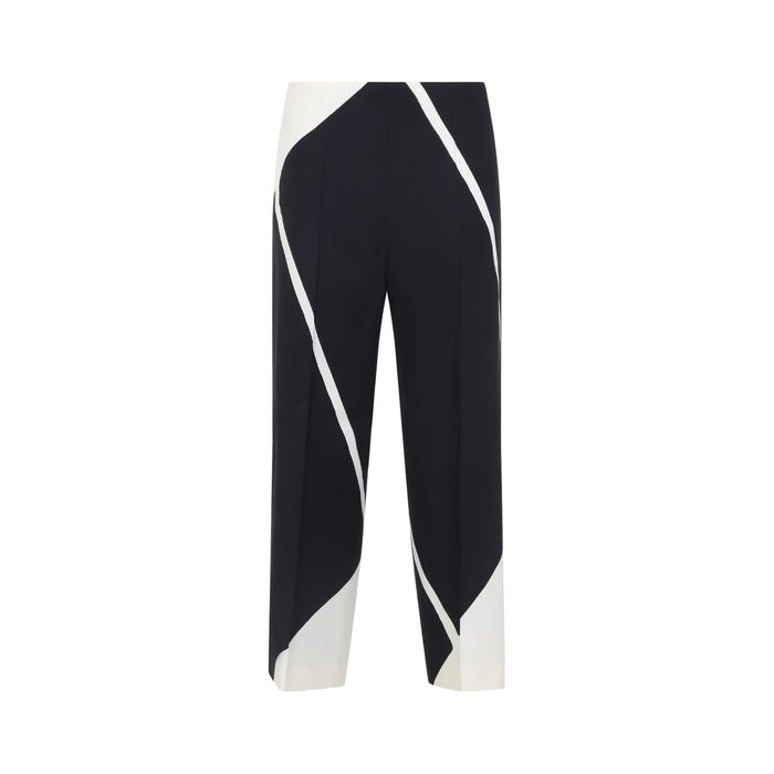 Alberta Ferreti Black Twill Printed Viscose Pants