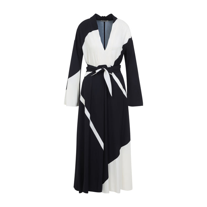 Alberta Ferreti Black Twill Printed Dress