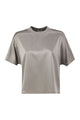 Peserico Stretch Silk Blouse With Lurex Knit Neckline
