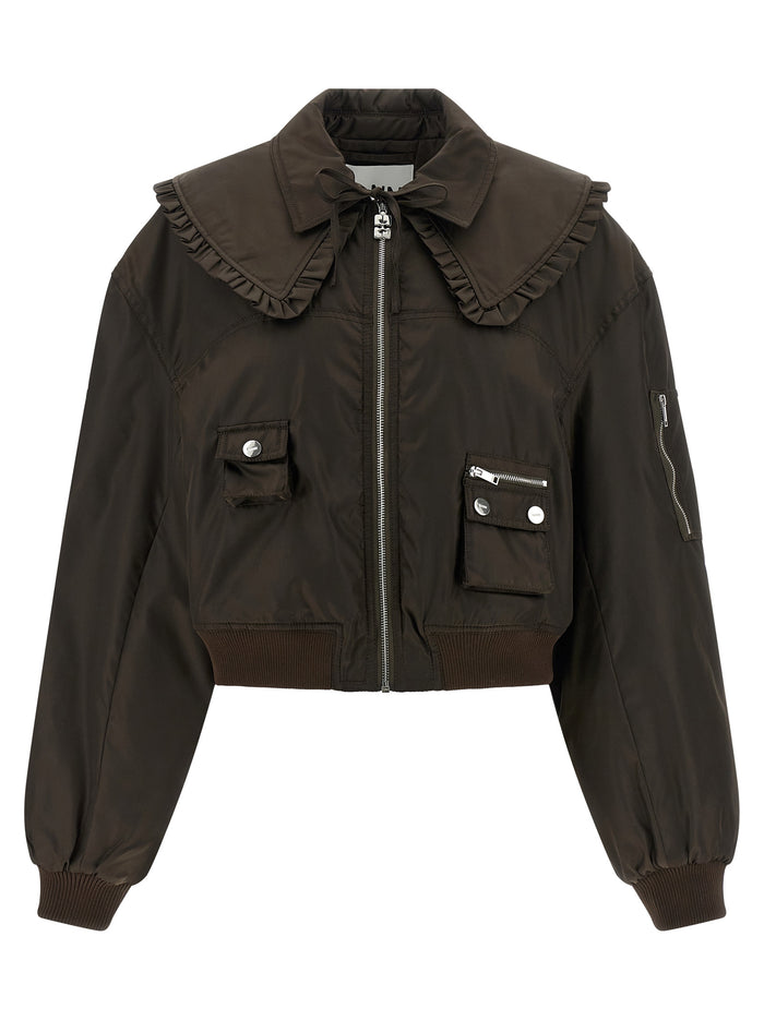 Ganni 'Duchesse Nylon' Bomber Jacket