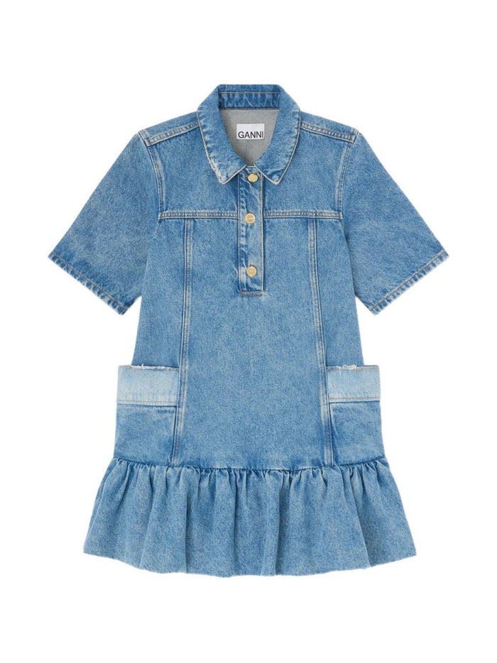 Ganni Denim Cotton Mini Dress
