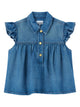 Ganni Denim Sleeveless Top Gold Buttons