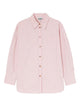Ganni Pink Oxford Shirt With Black And White Stripes