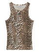 Ganni Leopard Print Ribbed Tank Top