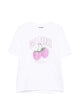 Ganni Raspberry T-Shirt - - Cotton - White