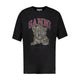 Ganni Heavy Cotton Jersey Tiger Caviar T-Shirt - - Cotton - Black