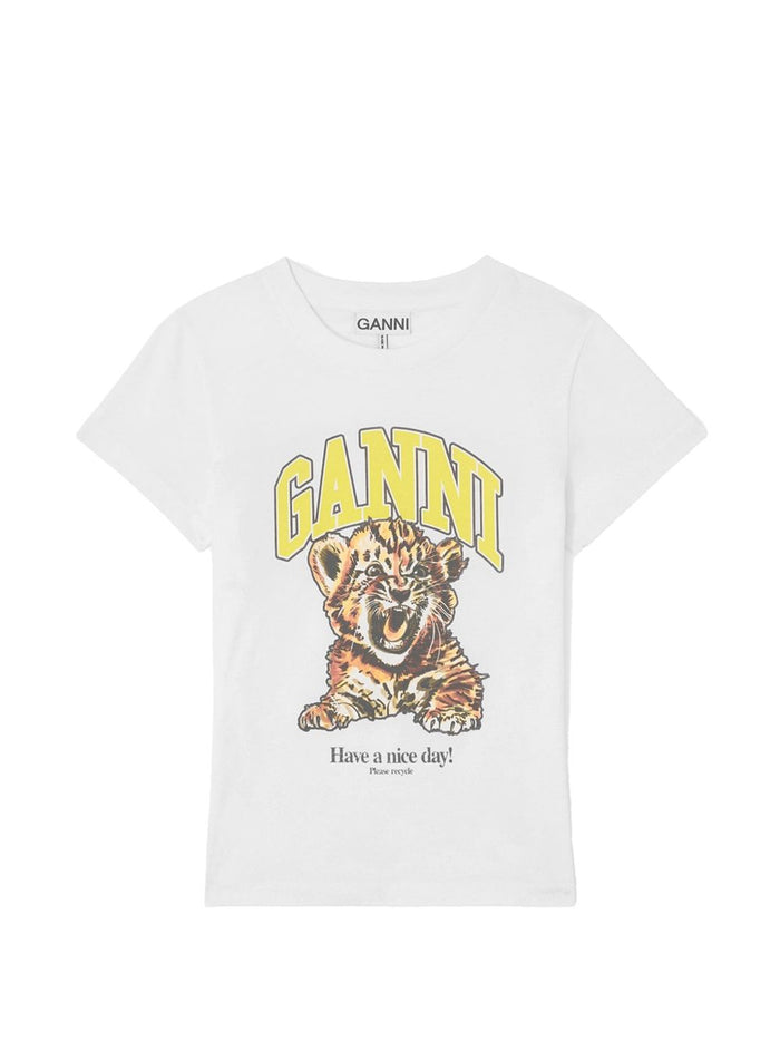 Ganni Printed Cotton T-Shirt
