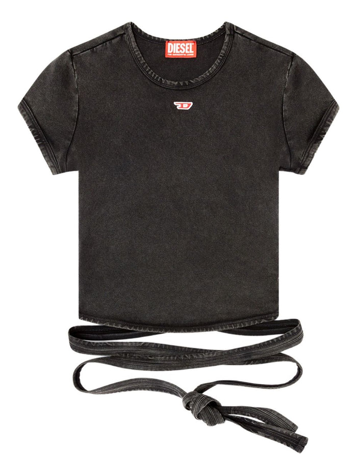 Diesel Diesel Faded Black Wrap-Tie Jersey T-Shirt