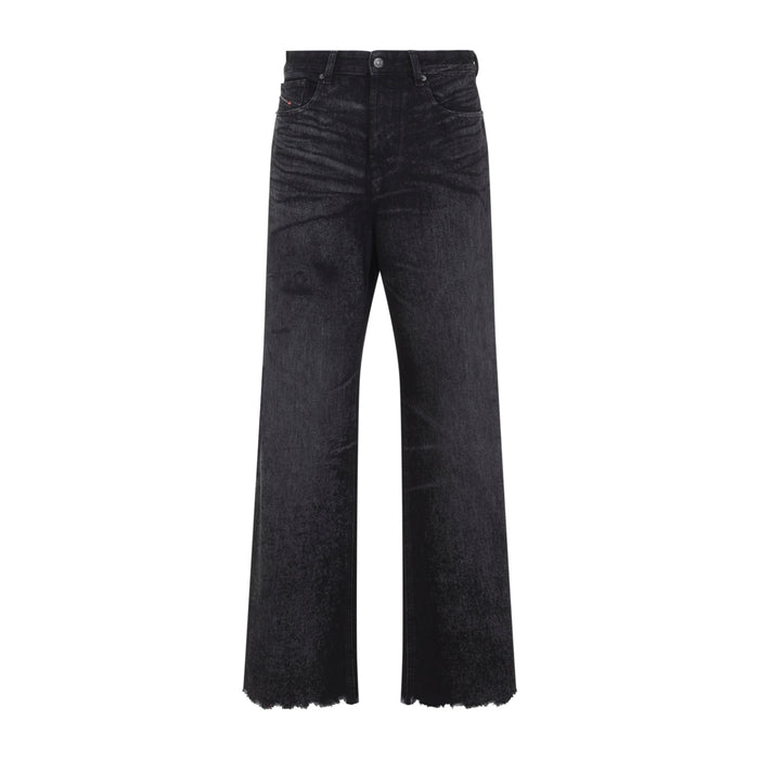 Diesel Black Denim Wide-Leg Jeans