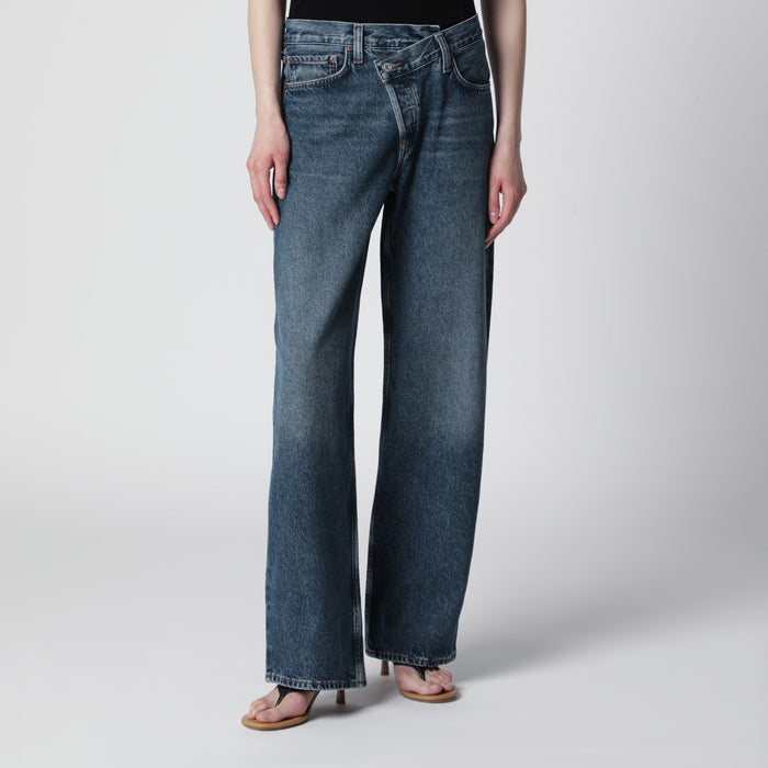 Agolde Arc Criss Cross Jeans In Dark Indigo Denim