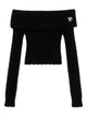 Blumarine Black Off-Shoulder Fuzzy Sweater