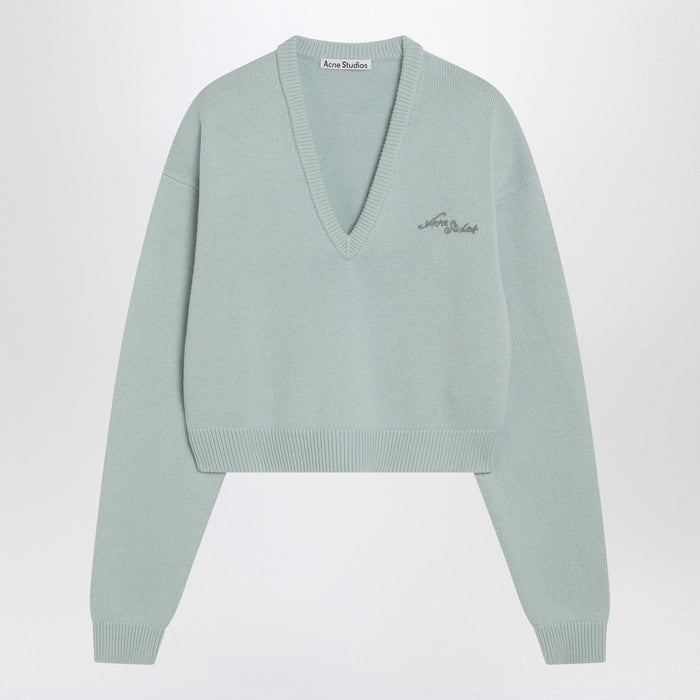 Acne Studios Faded Mint Wool V-Neck Sweater