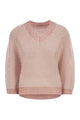 Peserico V-Neck Mesh Top In Linen And Cotton