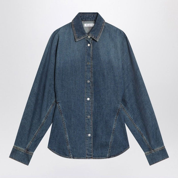 Alaia Rounded Blue Denim Shirt