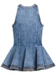 Alaia Peplum Denim Top With Ruffled Hem