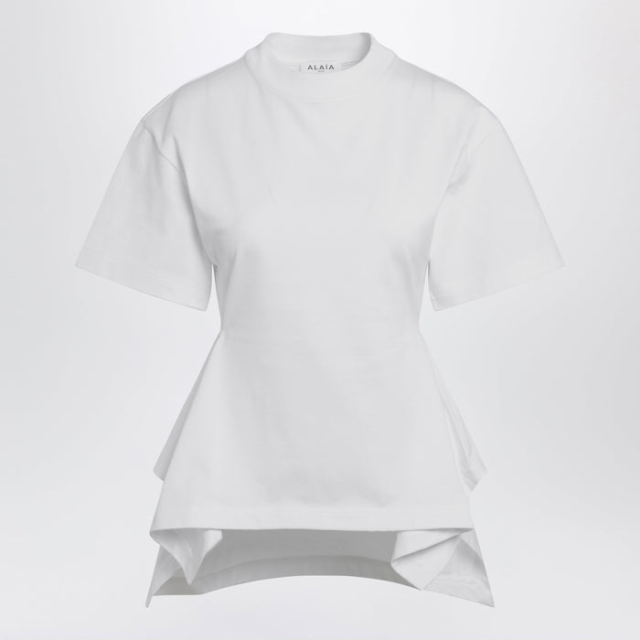 Alaia Panelled Cotton Tshirt In White