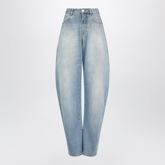 Alaia Lowrise Curvedleg Raw Denim Jeans In Blue